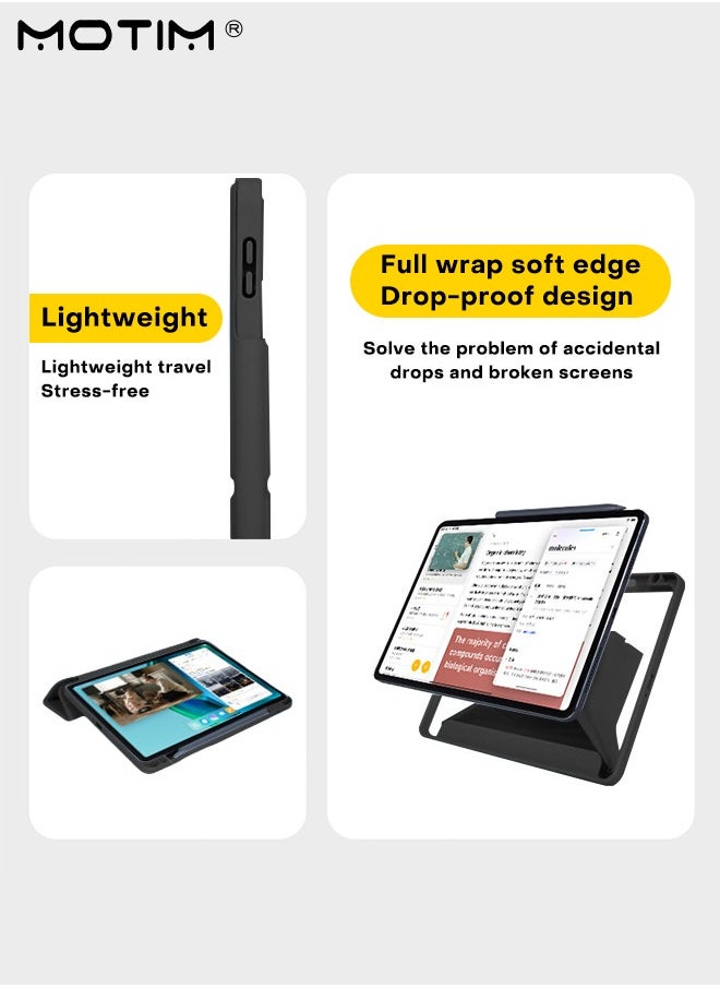 Motim - Xiaomi Pad 6/6 Pro Case 11 Inch Built-in Pencil Holder, Y-Fold Design, Multi-Viewing Angles, Leather Protective Shockproof Flexible Back Cover, Slim Light Mi Standing Shell with Auto Sleep Wake - Image 1