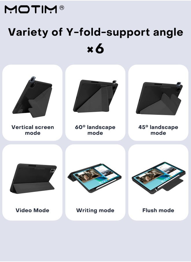 Motim - Xiaomi Pad 6/6 Pro Case 11 Inch Built-in Pencil Holder, Y-Fold Design, Multi-Viewing Angles, Leather Protective Shockproof Flexible Back Cover, Slim Light Mi Standing Shell with Auto Sleep Wake - Image 1