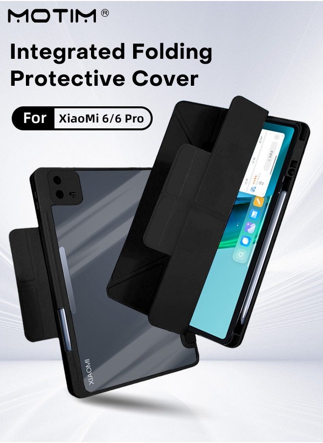 Motim - Xiaomi Pad 6/6 Pro Case 11 Inch Built-in Pencil Holder, Y-Fold Design, Multi-Viewing Angles, Leather Protective Shockproof Flexible Back Cover, Slim Light Mi Standing Shell with Auto Sleep Wake - Image 1