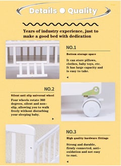 RuiHhome Baby Crib, Toddler Wood Baby Bed Daybed, Multifunctional Cradle Playpen, Newborn Sleeping Crib Bedding, Easy to Assemble,Mosquito Net Adjustable Height Positions, 104CM*87CM*67CM  - Image 3