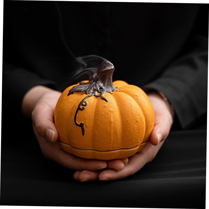 Pumpkin Ceramic Incense Holder Home Decor Aromatherapy Censer For Desktop - Image 3