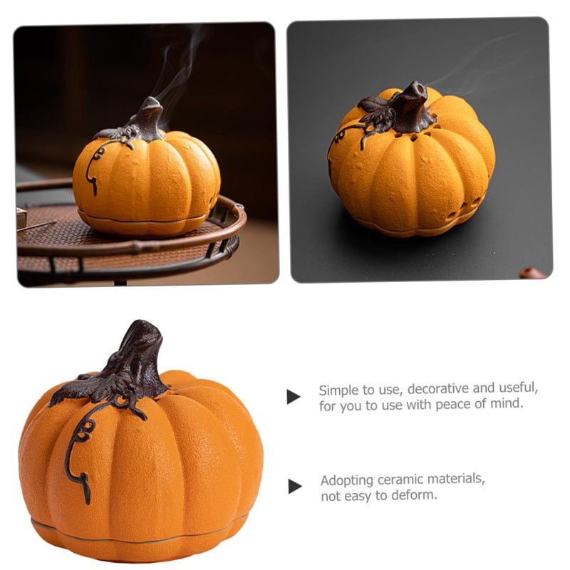 Pumpkin Ceramic Incense Holder Home Decor Aromatherapy Censer For Desktop - Image 5