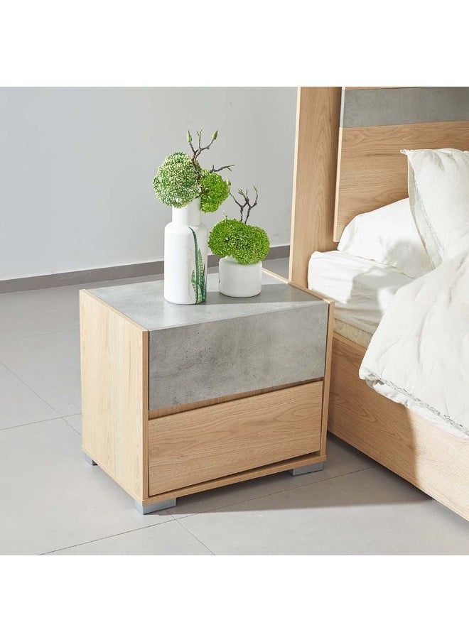 DANUBE HOME Edison 180X200 King Bed Set With Led+2 Nightstands+Dresser/Mirror| Strong and Sturdy Modern Design Bed Set Quiet And Comfortable Bed -Oak+Cement  - Image 3