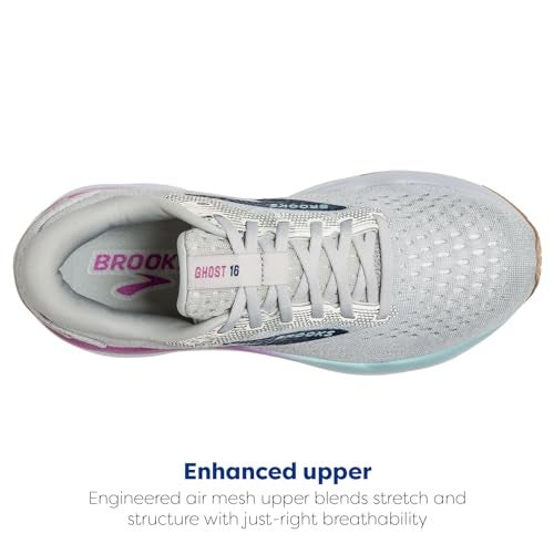 Brooks Women’s Ghost 16 Neutral Running Shoe - White/Grey/Estate Blue - 7.5 Wide - Image 4
