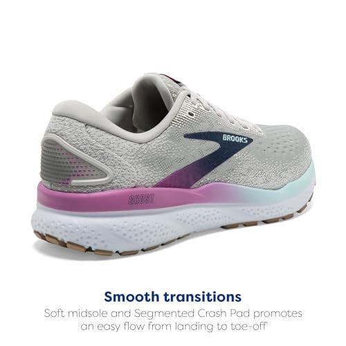 Brooks Women’s Ghost 16 Neutral Running Shoe - White/Grey/Estate Blue - 7.5 Wide - Image 3