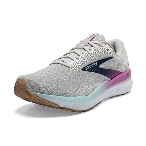 Brooks Women’s Ghost 16 Neutral Running Shoe - White/Grey/Estate Blue - 7.5 Wide - Image 1