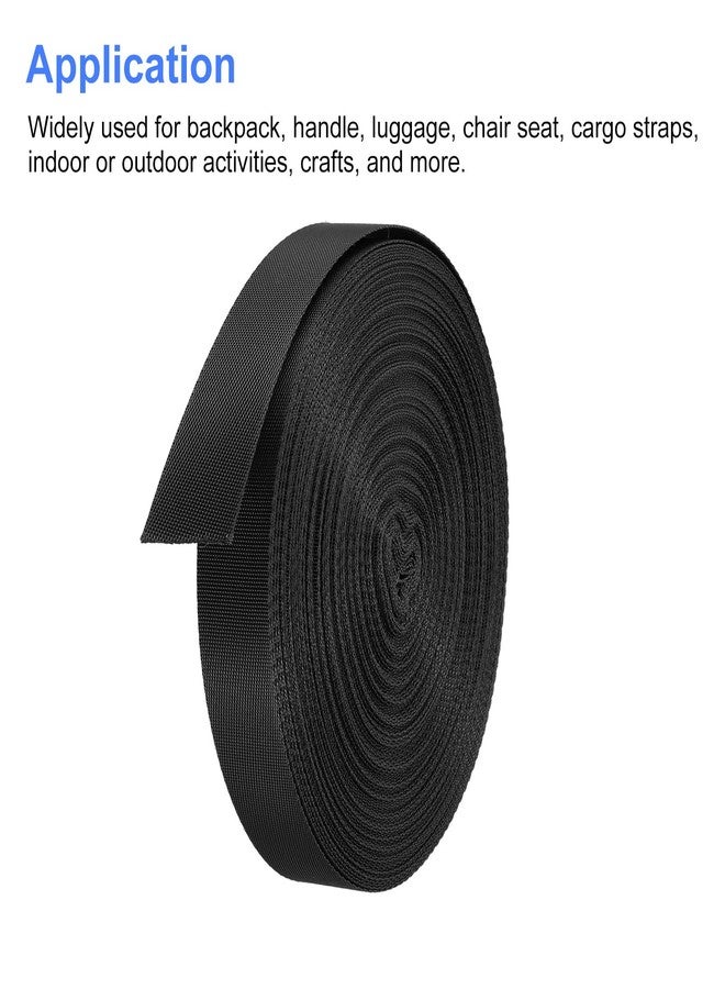 BASRI Nylon Webbing Strap, 10 Metres, 1 inch/1.5 inch/2 inch Width, 0.7 mm Thickness (Black, 1.5 inch) - Image 2