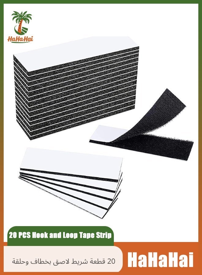 HaHaHai 20 PCS Hook and Loop Tape Strips, Double-Sided Adhesive Tape with Adhesive Sticky Back Fastener, Heavy Duty Double Side Mounting Tape Industrial Strength Interlocking Tape for Household, Kitchen, School, Office and Industrial (3x10cm) - Image 1