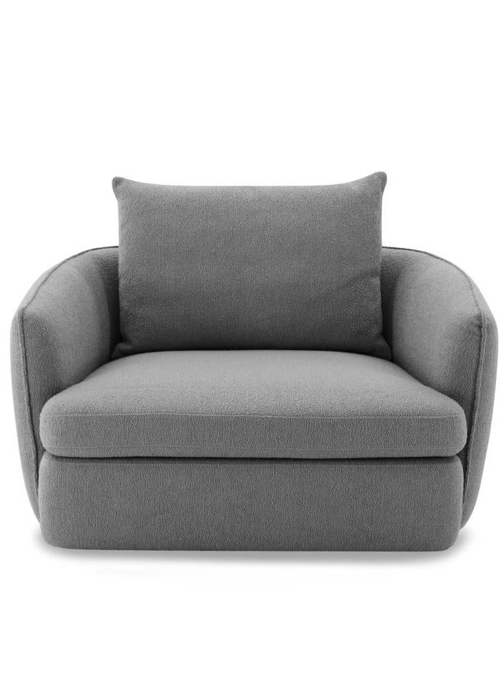 لوفت كرسي استرخاء دوار من NEST، مقاس 121×106×82 سم، مصنوع من القماش، باللون الرمادي مع أرجل سوداء A020/HET10 - Image 4