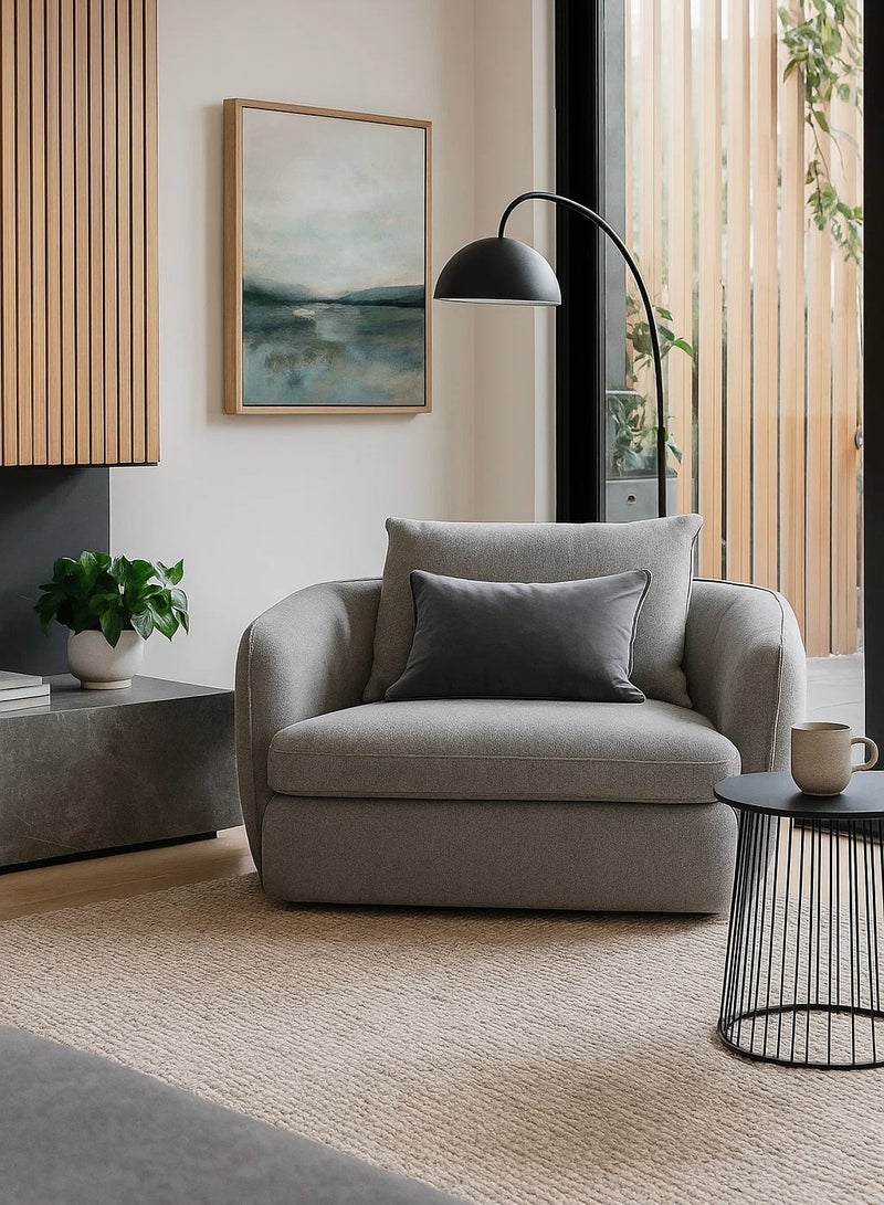 لوفت كرسي استرخاء دوار من NEST، مقاس 121×106×82 سم، مصنوع من القماش، باللون الرمادي مع أرجل سوداء A020/HET10 - Image 1