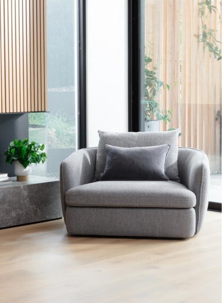 لوفت كرسي استرخاء دوار من NEST، مقاس 121×106×82 سم، مصنوع من القماش، باللون الرمادي مع أرجل سوداء A020/HET10 - Image 5