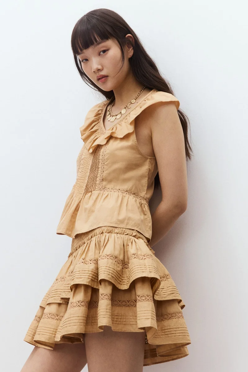 H&M Frill-trimmed cotton vest top