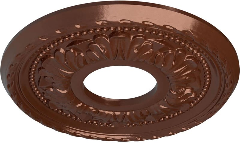 Ekena Millwork CM11PMCPS 11 3/8"OD X 3 5/8"ID X 7/8"P ميدالية سقف بالميتو تناسب الأغطية حتى 4 1/2"، نحاس بني - Image 2
