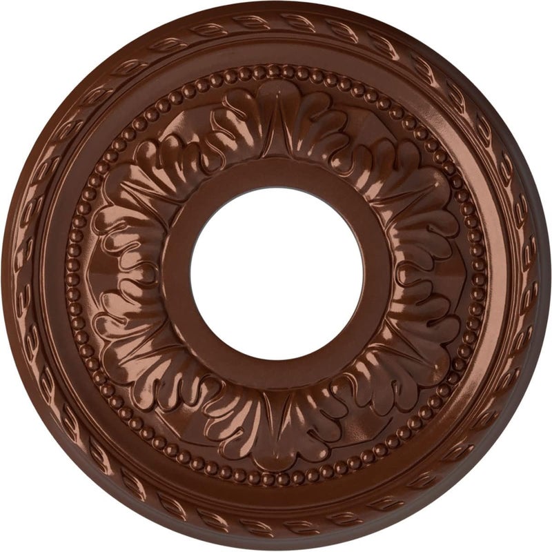 Ekena Millwork CM11PMCPS 11 3/8"OD X 3 5/8"ID X 7/8"P ميدالية سقف بالميتو تناسب الأغطية حتى 4 1/2"، نحاس بني - Image 1