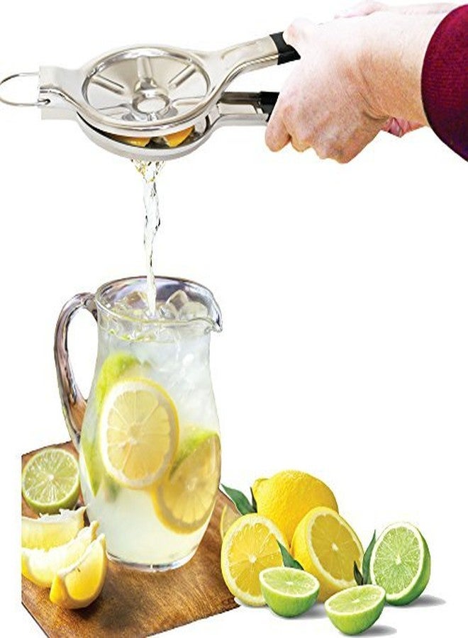 EcoJeannie Jumbo Size FLAT PRESS 100% Stainless Steel Lemon Squeezer with Silicone Handle Manual Juicer (LS0003S) - Image 4