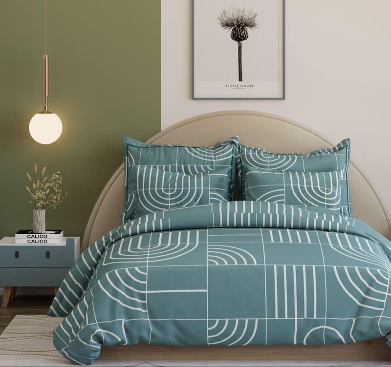Castiqa Glace Cotton Fabric 400TC King Size 108x108inch / 270x270cm Bedsheet with 2 Pillow Covers 18x28inch / 45x70cm (Teal) - Image 1
