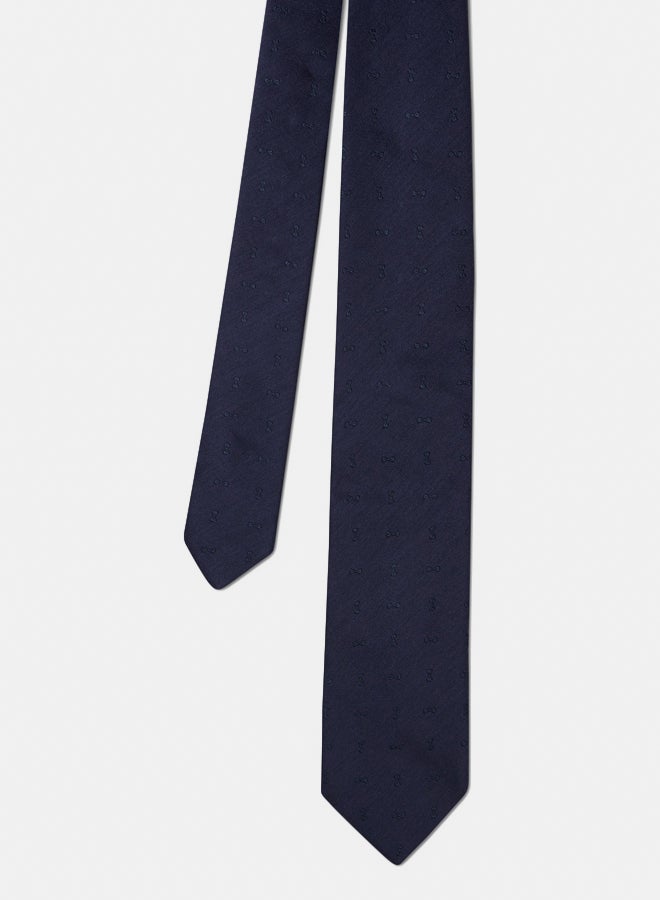 Eden Park Navy cotton and silk jacquard bow tie - Image 2