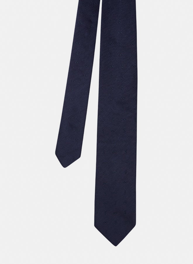 Eden Park Navy cotton and silk jacquard bow tie - Image 1