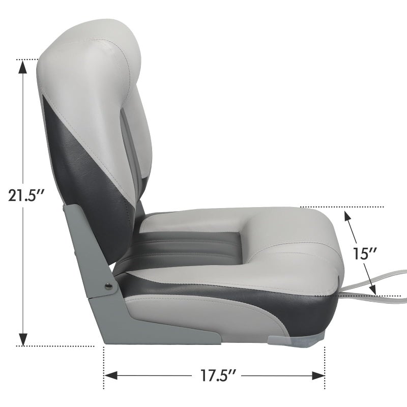 ERGOSEAT Elite Folding Boat Seat Low Back Boat Chair Fold-Down Fishing Boat Seats 2 Pack, Charcoal/Light Gray - Image 2