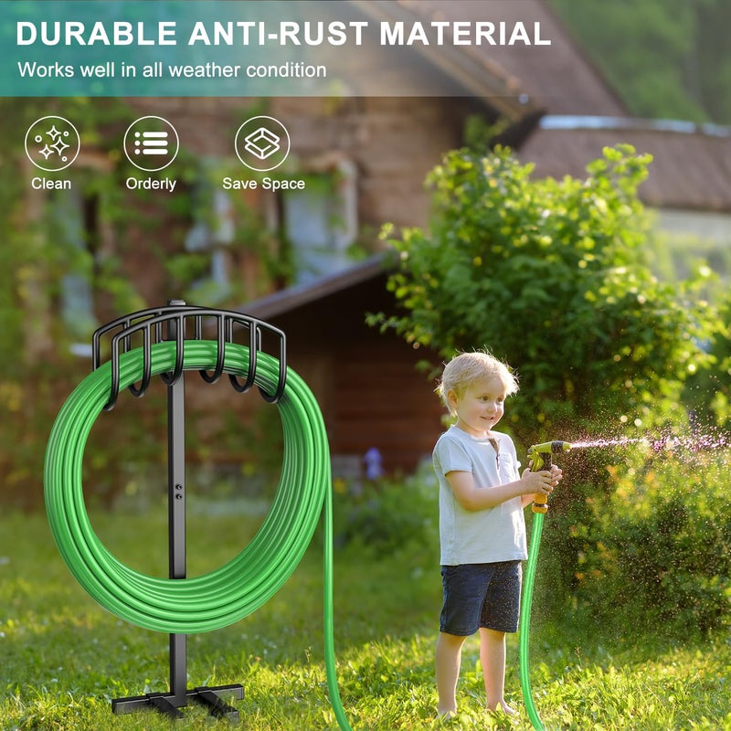 Keten Garden Hose Holder, Detachable Metal Water Hose Holder Stand, Heavy Duty Freestanding Garden Hose Reel Rack and Hose Storage Organizer for Outside Yard - Image 5