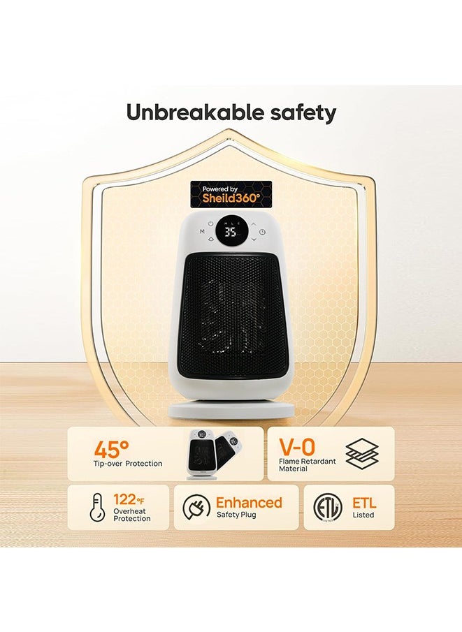 Muyixin - Portable Heater Quiet & Fast Heating Ceramic Electric Heater with Thermostat, 90 degree shaking head, Fan Heater with Infrared remote control, 1500.0 W, 12h Timer - Image 1
