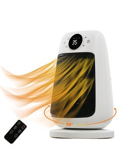 Portable Heater Quiet & Fast Heating Ceramic Electric Heater with Thermostat, 90 degree shaking head, Fan Heater with Infrared remote control, 1500.0 W, 12h Timer