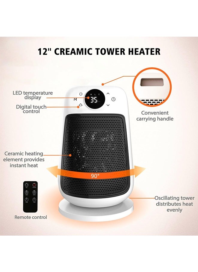 Muyixin - Portable Heater Quiet & Fast Heating Ceramic Electric Heater with Thermostat, 90 degree shaking head, Fan Heater with Infrared remote control, 1500.0 W, 12h Timer - Image 1