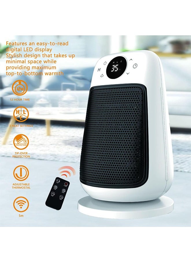 Muyixin - Portable Heater Quiet & Fast Heating Ceramic Electric Heater with Thermostat, 90 degree shaking head, Fan Heater with Infrared remote control, 1500.0 W, 12h Timer - Image 1