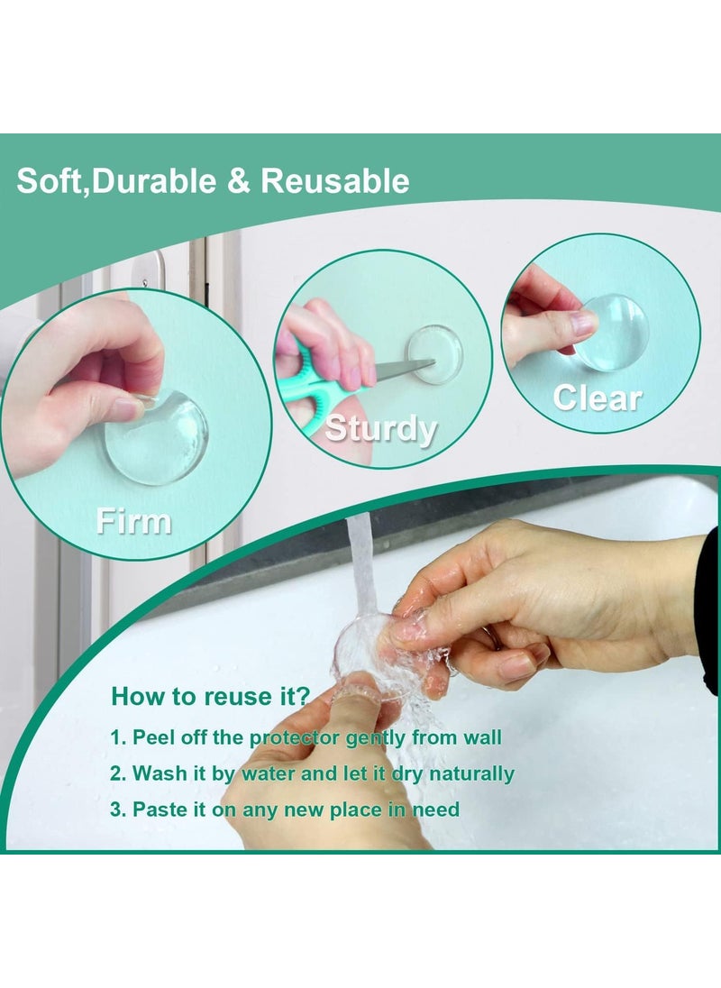 IMPRONOW Door Knob Wall Shield 6PCS Transparent Round Soft Rubber Guard Door Stopper Wall Protector Silencer Stronger Self Adhesive Wall Door Handle Bumper Small Round 157 6PCS Clear  - Image 4