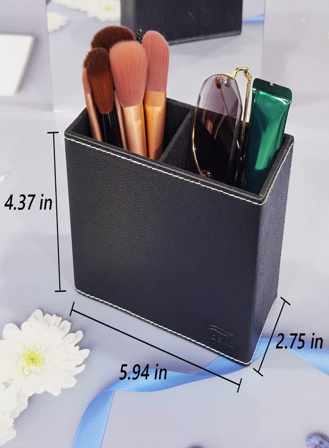 Fosinz PU Leather Pen Holder for Desk Double Compartments Pencil Holder Square Desk Organizers and Storage Office Pencil Case Pen Cup Accessories Container Box - Image 3