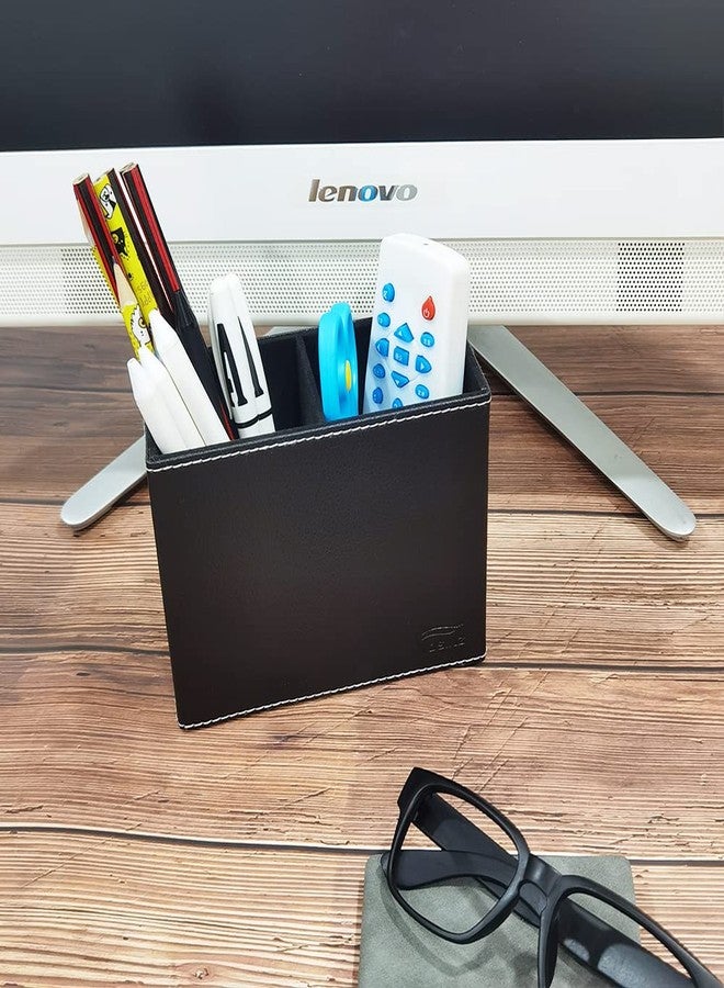 Fosinz PU Leather Pen Holder for Desk Double Compartments Pencil Holder Square Desk Organizers and Storage Office Pencil Case Pen Cup Accessories Container Box - Image 4