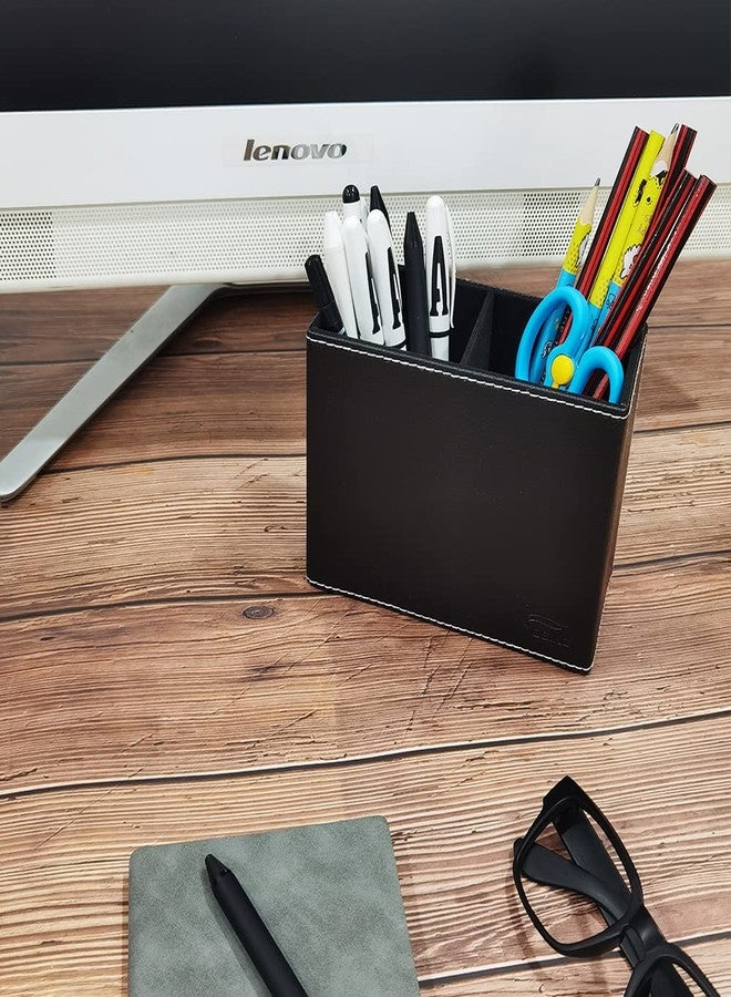 Fosinz PU Leather Pen Holder for Desk Double Compartments Pencil Holder Square Desk Organizers and Storage Office Pencil Case Pen Cup Accessories Container Box - Image 5