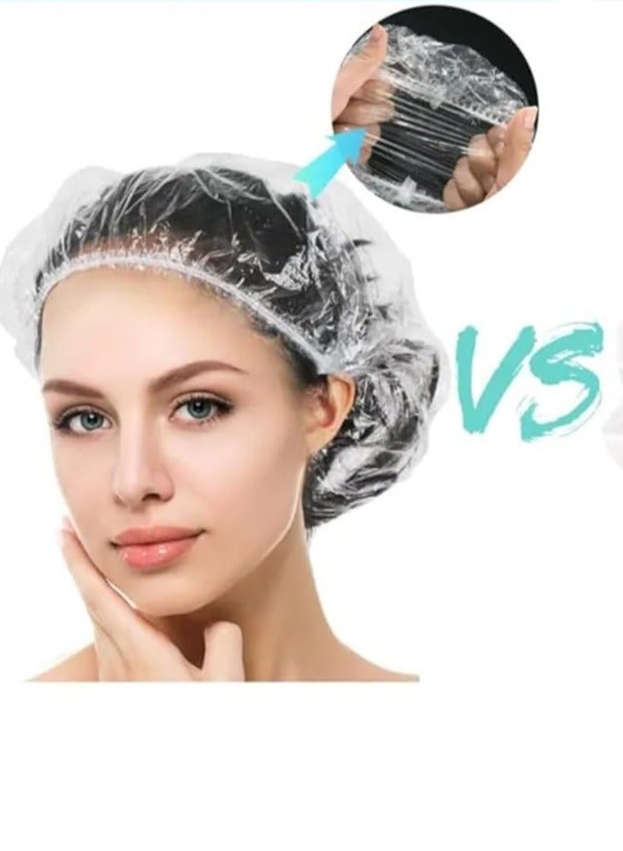 30pcs Transparent Travel Shower Caps Disposable Shower Cap The caps come in a large size that allows them to stretch and adapt to different head sizes, providing comfort for use - Image 1