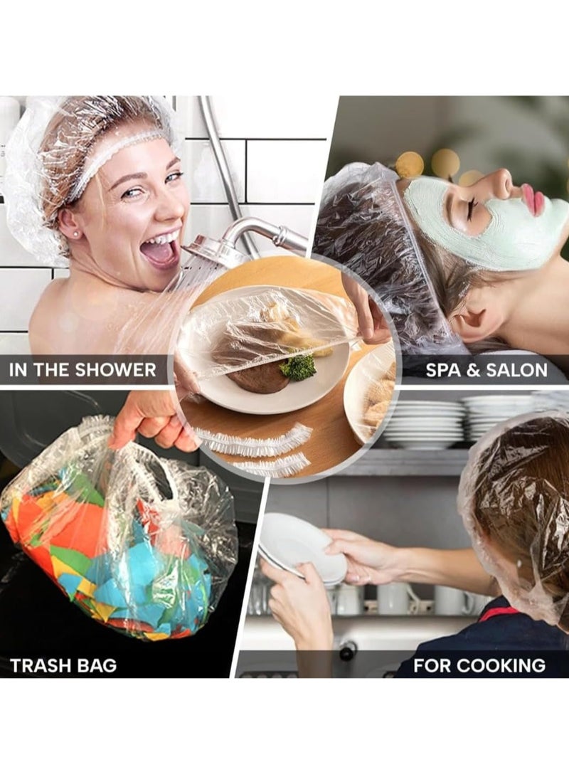 30pcs Transparent Travel Shower Caps Disposable Shower Cap The caps come in a large size that allows them to stretch and adapt to different head sizes, providing comfort for use - Image 2