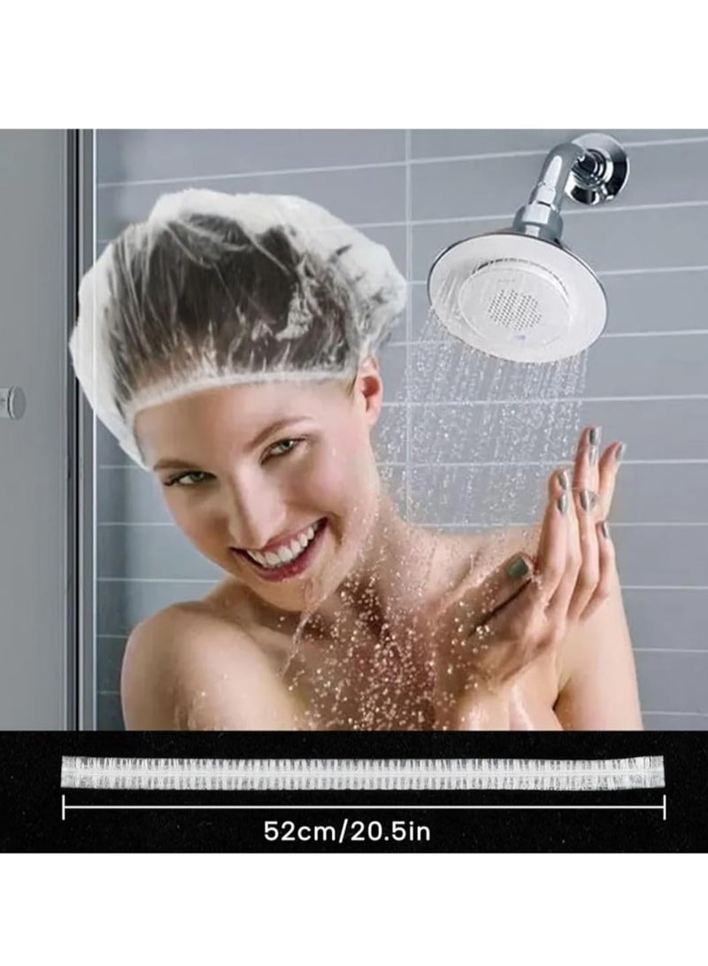 30pcs Transparent Travel Shower Caps Disposable Shower Cap The caps come in a large size that allows them to stretch and adapt to different head sizes, providing comfort for use - Image 4