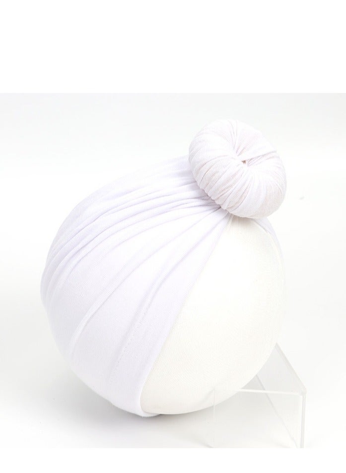 Pure Cotton Baby Knot Hat White