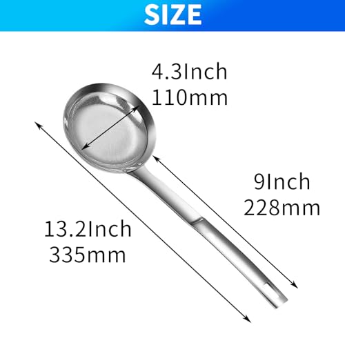 TBWHL Multi-functional Hot Pot Fat Skimmer Spoon - Stainless Steel Fine Mesh Food Strainer for Skimming Grease and Foam DIA 4.4" - Image 2