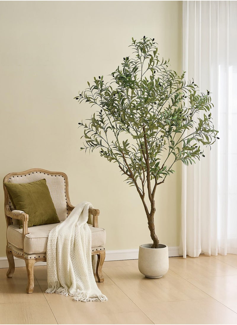 Zvezvia 210CM Olive Tree Artificial Plant Decor - Tall Fake Tree for Home Decor Faux Plant Indoor Artificial Olive Tree for Living Room Bedroom Office Live Streams Decorative Modern Greenery  - Image 5