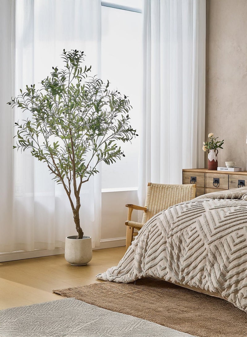 Zvezvia 210CM Olive Tree Artificial Plant Decor - Tall Fake Tree for Home Decor Faux Plant Indoor Artificial Olive Tree for Living Room Bedroom Office Live Streams Decorative Modern Greenery - Image 4