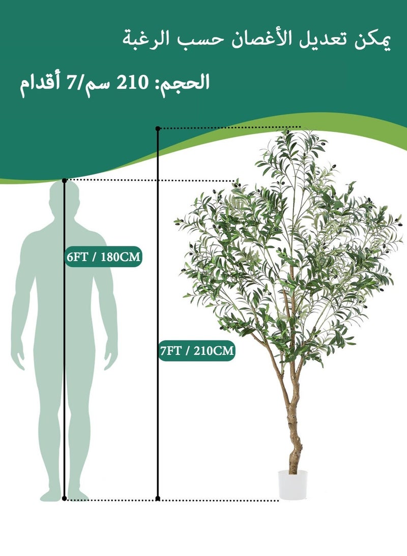 Zvezvia 210CM Olive Tree Artificial Plant Decor - Tall Fake Tree for Home Decor Faux Plant Indoor Artificial Olive Tree for Living Room Bedroom Office Live Streams Decorative Modern Greenery - Image 3