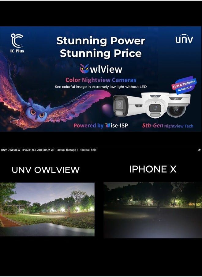UNV - Uniview UNV Ultra H.265 4MP HD Night ColorHunter with Audio recorder Wise-ISP Fixed Bullet IP Camera with 2.8mm Lens - Image 1