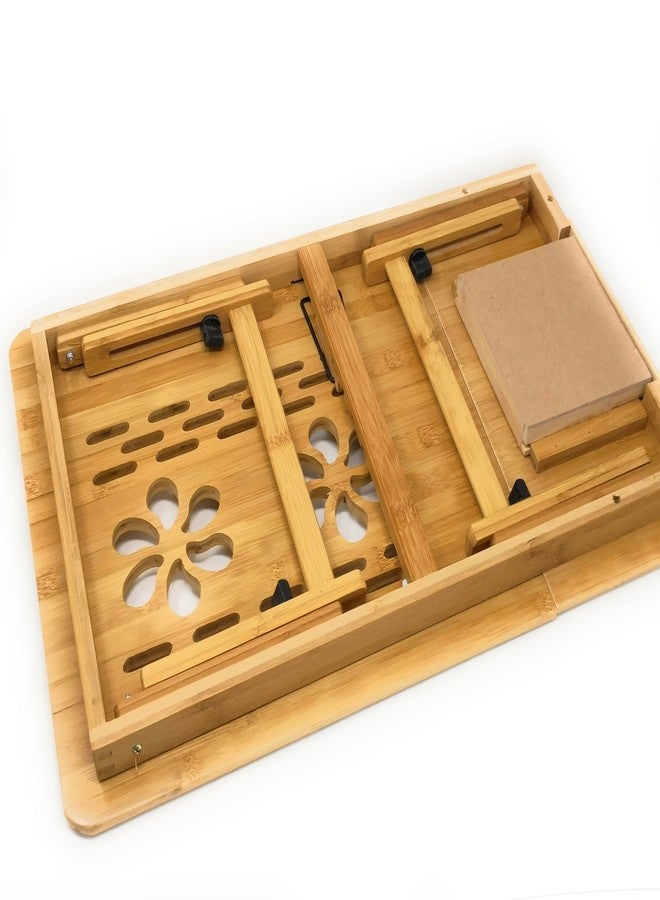 ذاي كوليكتبلز طاولة متعددة الوظائف من الخيزران من THY COLLECTIBLES، حامل كمبيوتر محمول، صينية إفطار، صينية تقديم طعام، مزودة بأرجل قابلة للتعديل، طولها 19 3/4 بوصة وعرضها 11 3/4 بوصة - Image 5