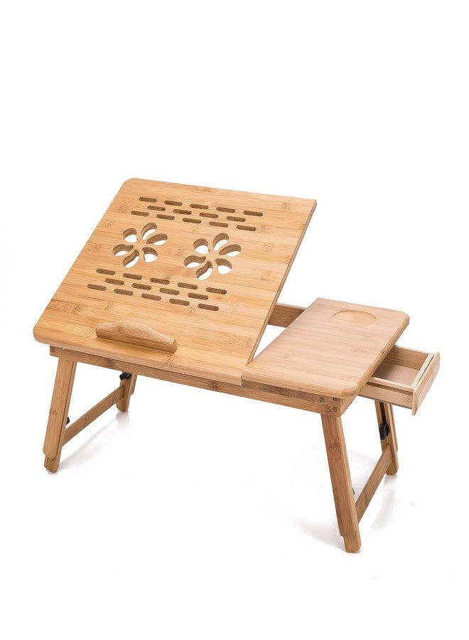 ذاي كوليكتبلز طاولة متعددة الوظائف من الخيزران من THY COLLECTIBLES، حامل كمبيوتر محمول، صينية إفطار، صينية تقديم طعام، مزودة بأرجل قابلة للتعديل، طولها 19 3/4 بوصة وعرضها 11 3/4 بوصة - Image 1