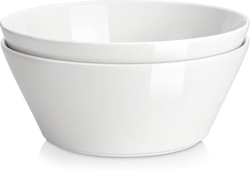 MALACASA Serving Bowls 105 OZ Large Salad Bowls Set of 2 Porcelain White Bowls for Kitchen Large Bowl for Salad Soup Pho and Fruit Ceramic Serving Bowls for Party Microwave Safe Series Regular - Image 1