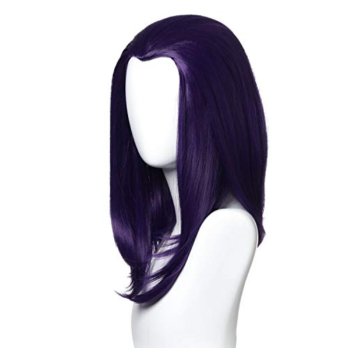 Qaccf 14 inches Shoulder Length Bob Halloween Cosplay Women Wig with Widows Peak (Purple) - Image 2