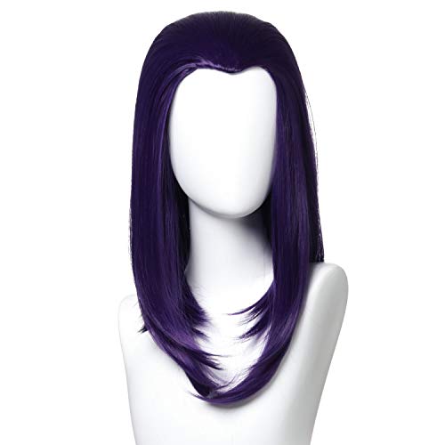 Qaccf 14 inches Shoulder Length Bob Halloween Cosplay Women Wig with Widows Peak (Purple) - Image 1