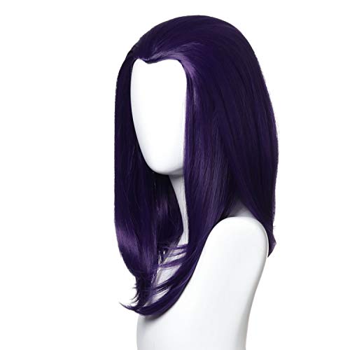 Qaccf 14 inches Shoulder Length Bob Halloween Cosplay Women Wig with Widows Peak (Purple) - Image 3