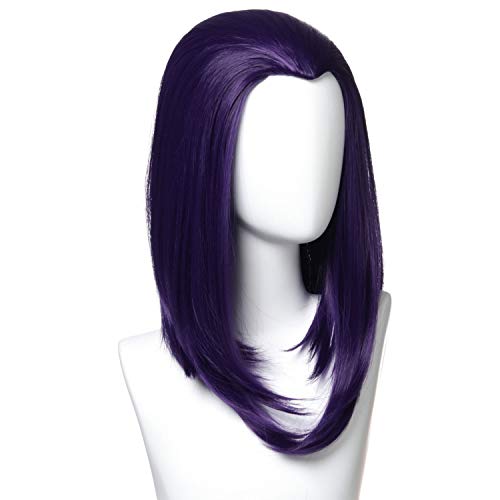 Qaccf 14 inches Shoulder Length Bob Halloween Cosplay Women Wig with Widows Peak (Purple) - Image 5