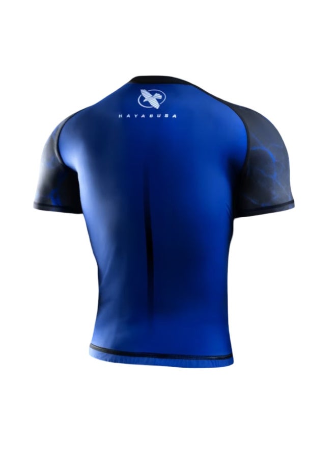 HAYABUSA UFC BJJ MENS SHORTSLEEVE RASHGUARD BLUE - Image 2