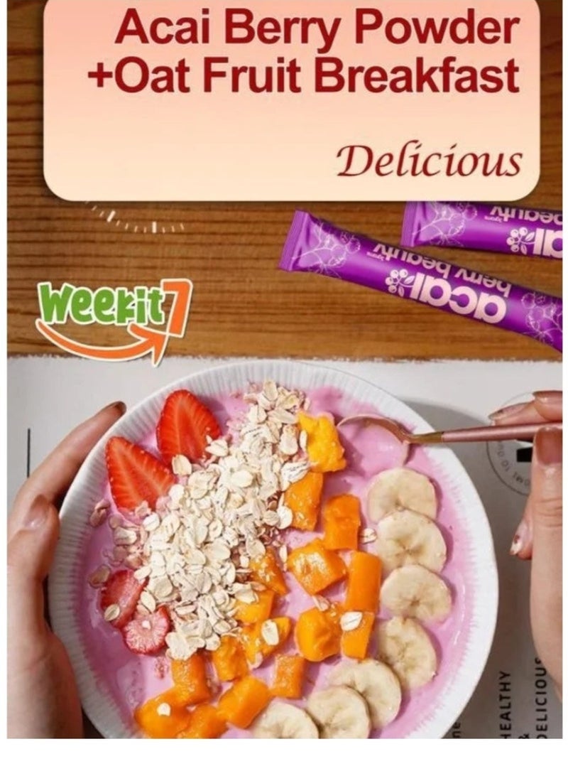 الأسبوع السابع عصا مشروب الجمال من توت الآساي - دعم توهج البشرة، مزيج من مضادات الأكسدة والفواكه الخارقة لإشراقة البشرة وعافيتها - 7 أكياس - Image 3